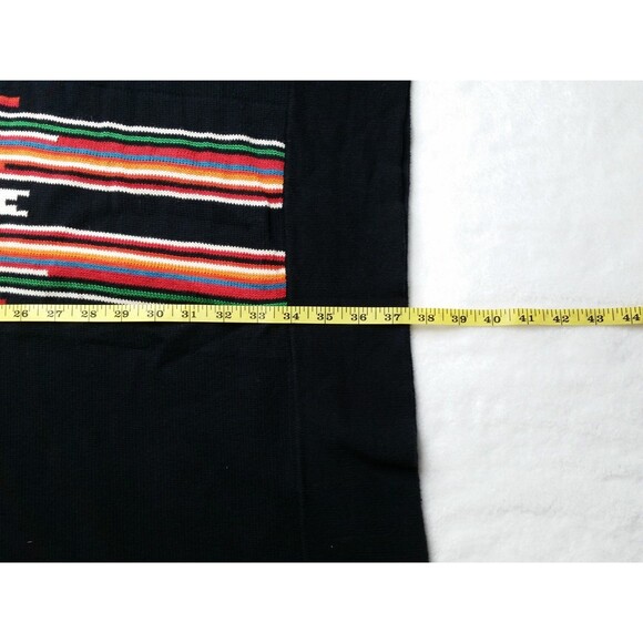 Lauren Ralph Lauren Aztec Womens Size L/XL Black Boat Neck Pullover Poncho Top - Picture 7 of 9